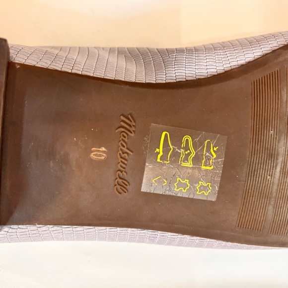 MADEWELL Sz 10 The Adelle Ballet Flat in Lizzard Embossed Leather In Light Grey - Picture 10 of 10